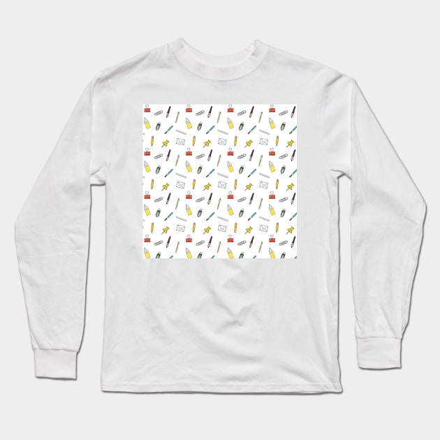 Happy office stationary Long Sleeve T-Shirt by bigmomentsdesign